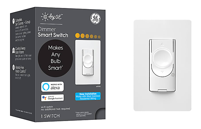 C by GE On/Off Dimmer No Neutral Smart Light Switch, White