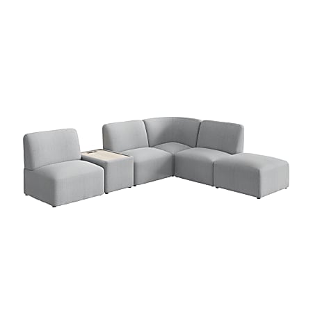 Bush Business Furniture Assemble Modular 5 Seater L Shaped Sectional with Charging Station, Fog Fabric, Standard Delivery