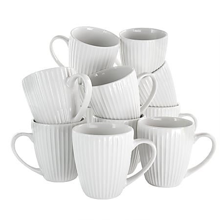 Elama Elle 12-Piece Mug Set, 8 Oz, White