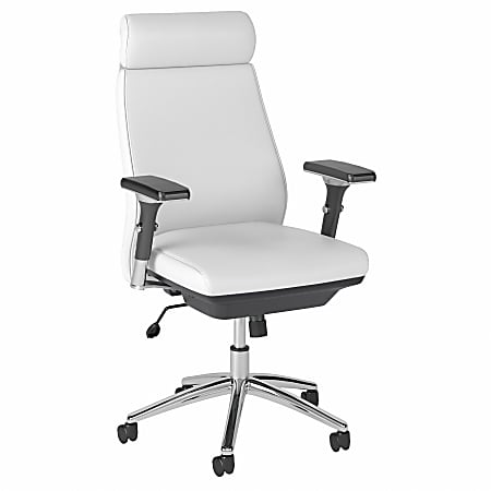 Bush Business Furniture Metropolis Bonded Leather High-Back Executive Office Chair, White, Standard Delivery