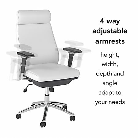 Bush Metropolis Office Chair White, High Back White Leather Executive Office Chair