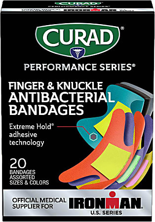 CURAD® IRONMAN Performance Series Antibacterial Bandages, 1" x 3-1/4", Pack Of 480 Bandages