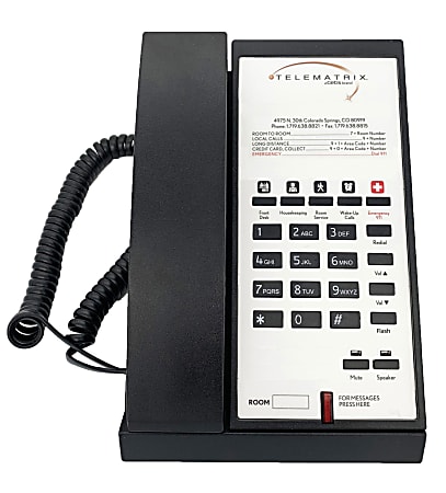 TeleMatrix 3500 Series Corded Phone, With 5 Service Keys, Black, 35A110S5D