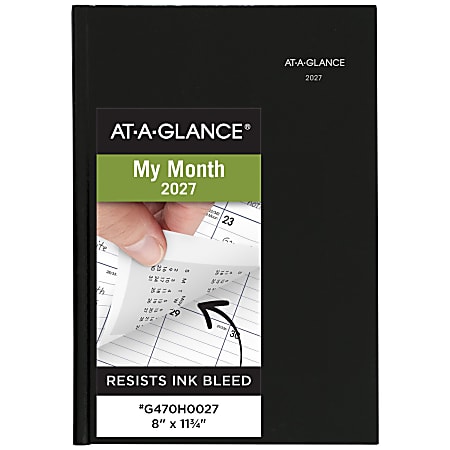 AT-A-GLANCE® DayMinder® 2027 Monthly Planner, Hardcover, Black, Large, 8" x 11 3/4"