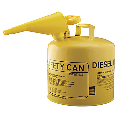 Eagle Type I Safety Can For Flammables With F-15 Plastic Funnel, 5 Gallon, Yellow