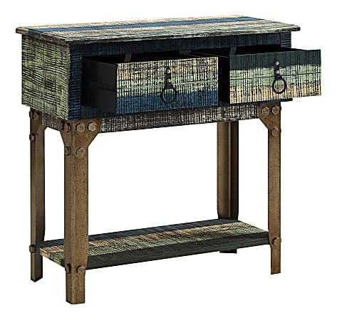 Powell Bota 2-Drawer Console Table, 30-3/4"H x 31-1/2"W x 14-3/5"D, Weathered Multicolor
