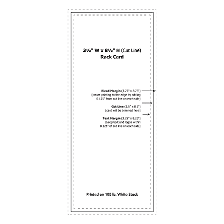 Custom Printed Full Color Rack Cards 3 12 x 8 12 Single Sided 100 LB ...