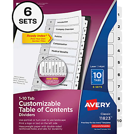 Avery® Ready Index Table Of Contents Binder Dividers,