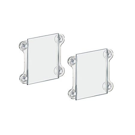 Azar Displays Vertical/Horizontal Sign Frames With Suction Cups, 5 1/2" x 8 1/2", Clear, Pack Of 2