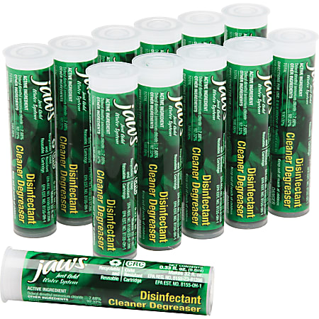 AbilityOne JAWS Disinfectant Cleaner Degreaser Refill Cartridges, 0.33 Fl Oz, Clear, Pack Of 12 Cartridges