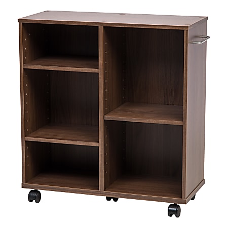 IRIS 26"H 5-Shelf Wide Rolling Shelves, Dark Brown