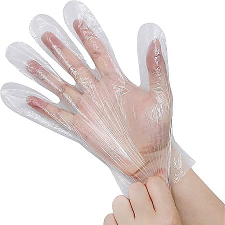 SKILCRAFT® Stretch Hybrid Lightweight Polyethylene Disposable Gloves, Large, Clear, Box Of 200 Gloves