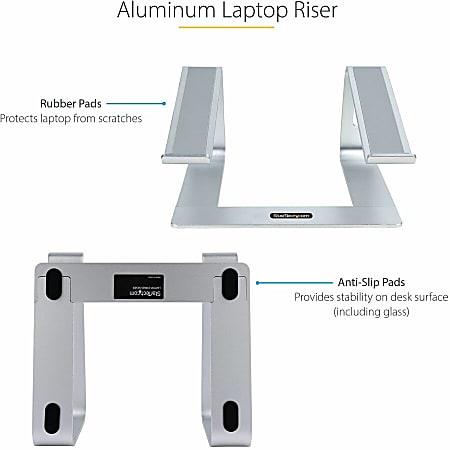 StarTech Laptop Stand for Desk Supports 5kg 11lb Aluminum Silver ...