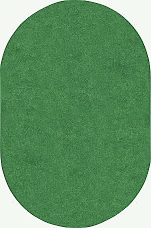 Joy Carpets® Kids' Essentials Oval Area Rug, Just Kidding™, 6' x 9', Grass Green