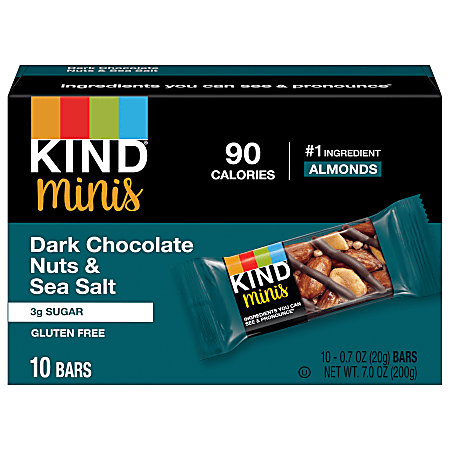 KIND Mini Bars, Dark Chocolate Nuts and Sea Salt, 0.7 Oz, Total Qty 80