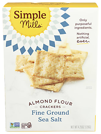 Simple Mills Almond Flour Crackers, Fine Ground Sea Salt, 4.25 Oz, Total Qty 6