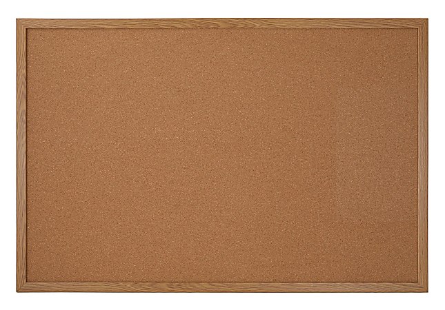 Office Depot® Brand Cork Bulletin Board, 18" x 24", Oak Finish Frame
