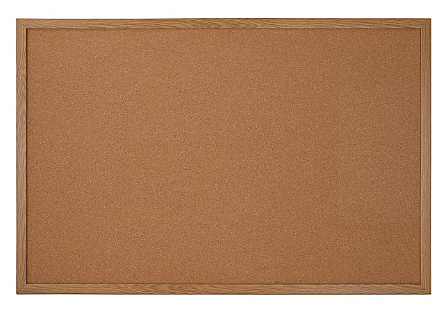 Office Depot® Brand Cork Bulletin Board, 36" x 48", Wood Frame With Oak Finish