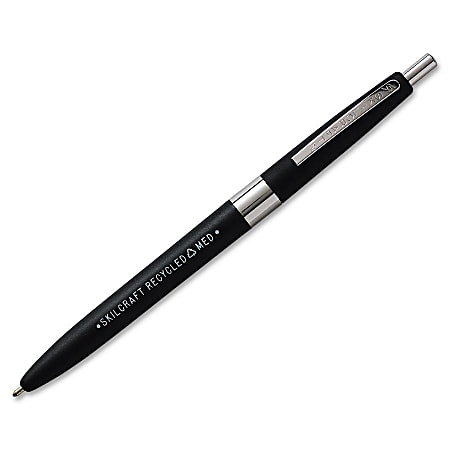SKILCRAFT® AbilityOne Retractable Ballpoint Pens, Medium Point, 30% Recycled, Black Ink, Box Of 12 Pens