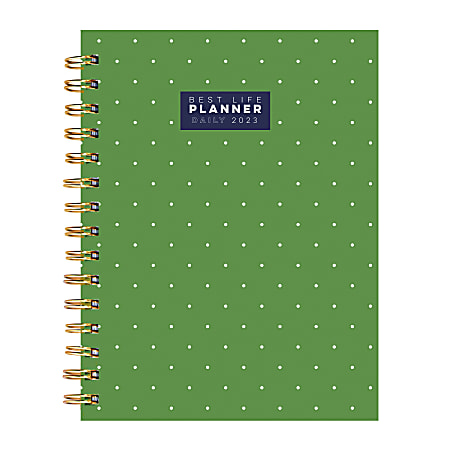 TF Publishing Luxe Daily/Monthly Planner, 7-1/2" x 9", Green, January To December 2023