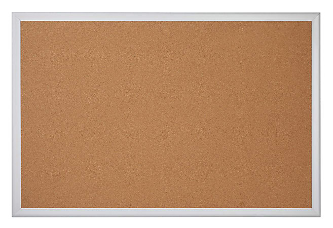 Office Depot® Brand Cork Bulletin Board, 18" x 24", Aluminum Frame With Silver Finish