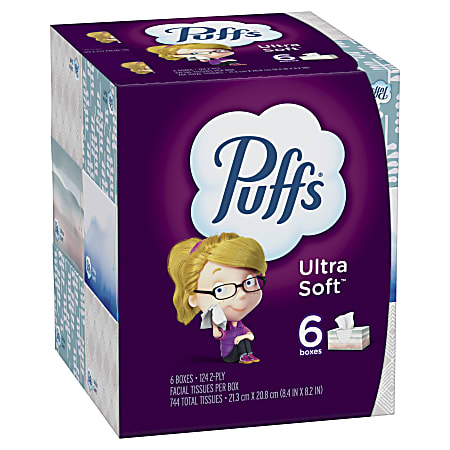 Puffs Plus Lotion Facial Tissues, 8 Family Boxes, 124 Facial Tissues per Box