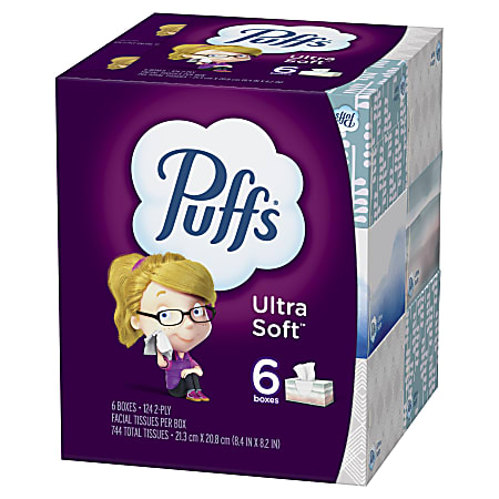 Puffs Plus Lotion Facial Tissue, 3 Family Boxes, 124 Tissues Per Box  (Packaging May Vary)