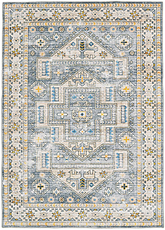 Linon Washable Indoor Rug, Runa, 5' x 7', Gray/Beige