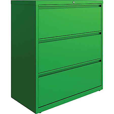 Lorell 36 W Lateral 3 Drawer File Cabinet Metal Green ODP Business Solutions