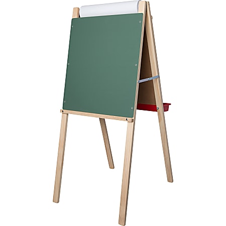 Flipside Child's Deluxe Double Non-Magnetic Dry-Erase Whiteboard/Chalkboard Easel, 42" x 24", Wood Frame With Pine Finish