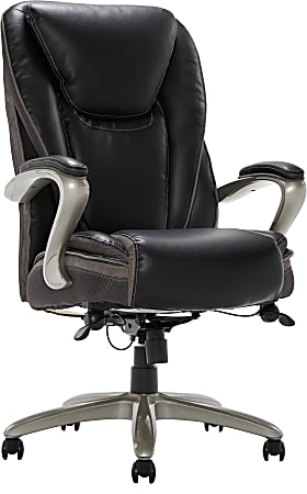 Serta® Smart Layers™ Hensley Big & Tall Ergonomic Bonded Leather High-Back Chair, Black/Silver