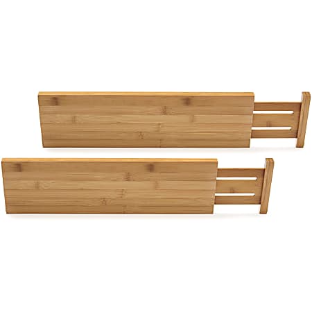 Lipper Bamboo Kitchen Drawer Dividers, Set of Two - Regular - 22" Length x 0.6" Width x 5" Height - Bamboo - Light Wood