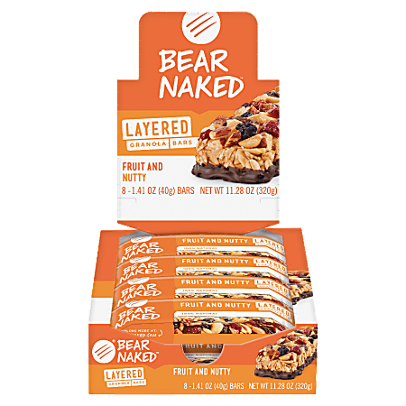 Keebler Bear Naked Granola Bars, Fruit And Nutty, 1.41 Oz, Pack of 8