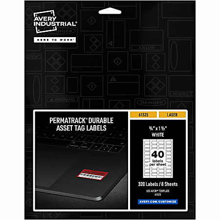 Avery PermaTrack Durable White Asset Tag Labels, 3/4