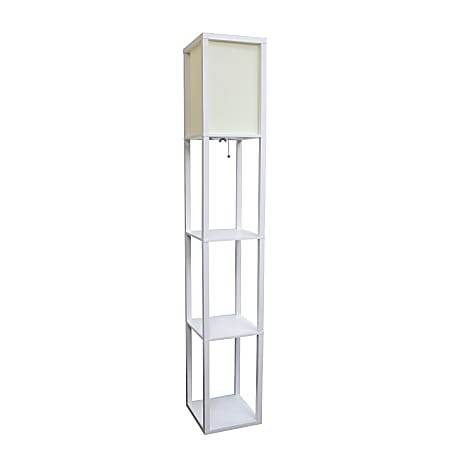 Simple Designs Etagere Organizer Floor Lamp, 63 3/8"H, Soft White Linen Shade/White Base