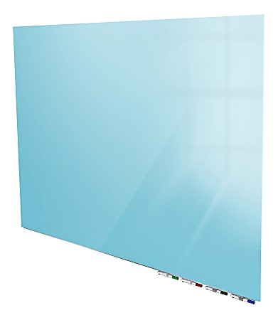 Aria Magnetic Low-Profile 1/4" Glass Unframed Dry-Erase Whiteboard, 36" x 48", Blue