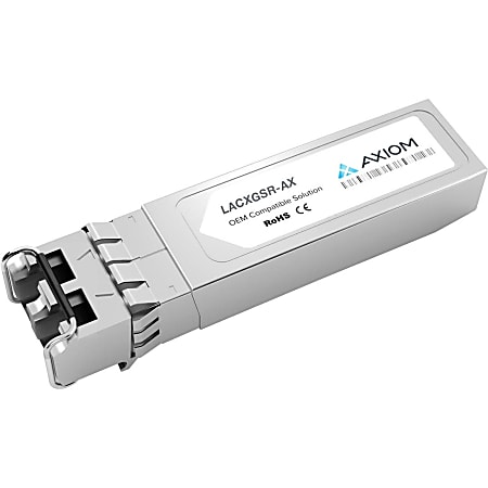 Axiom 10GBASE-SR SFP+ Transceiver for Linksys - LACXGSR - For Optical Network, Data Networking - 1 x 10GBase-SR - Optical Fiber - 1.25 GB/s 10 Gigabit Ethernet10 Gbit/s"