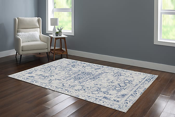 Linon Washable Indoor Rug, Treville, 5' x 7', Gray/Ivory