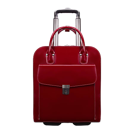 McKlein Uptown Vertical Wheeled Briefcase with 15" Laptop Pocket, Red