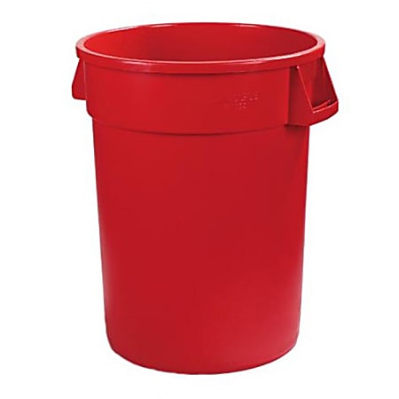 Carlisle Bronco Round Polyethylene Trash Can, 32 Gallons, Red