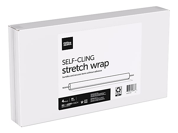 Office Depot&reg; Brand Stretch Wrap Film, Cast, 20" x 1000' Rolls, Clear, Pack Of 4