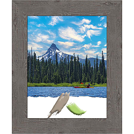 Amanti Art Picture Frame, 14" x 17", Matted For 11" x 14", Rustic Plank Gray Narrow