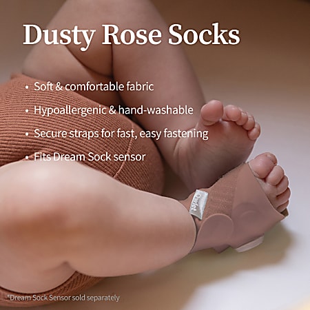 Owlet Fabric Accessory Socks For Smart Sock Dusty Rose Pack Of