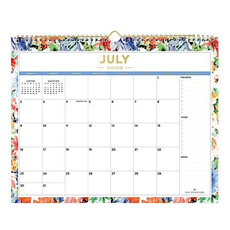 2023-2024 Day Designer Celebration Floral Monthly Academic Wall Calendar, 15" x 12", July 2023 to June 2024, 144373