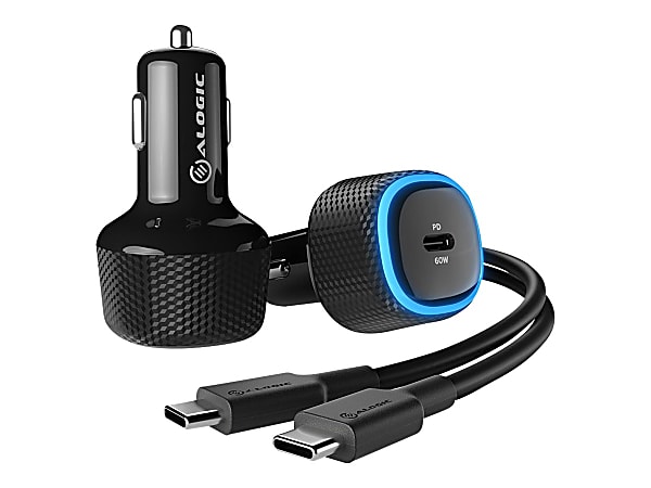 ALOGIC Rapid - Car power adapter - 60 Watt - Fast Charge, PD (24 pin USB-C) - on cable: USB-C