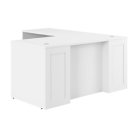 Bush Business Furniture Hampton Heights 60"W Executive L-Shaped Desk, White, Standard Delivery