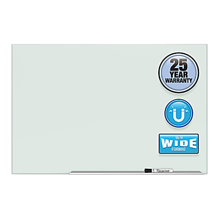 Quartet® Element™ Framed Magnetic Glass Dry-Erase Whiteboard, 50" x 28", Aluminum Frame With Silver Finish