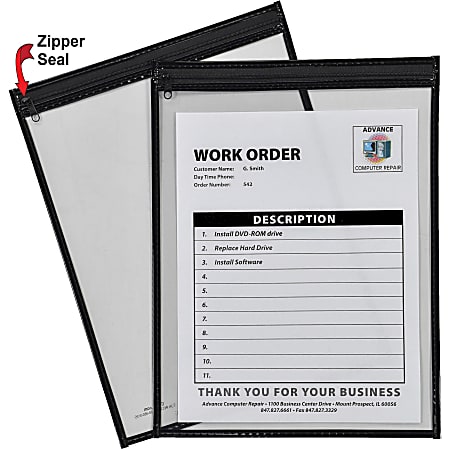 C-Line Super-heavyweight Shop Ticket Holder, 12"H x 9"W x 14"L, Vinyl, Black, 15 / Box