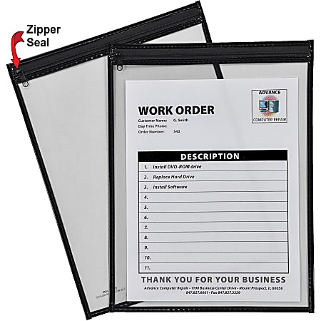 C-Line Super-heavyweight Shop Ticket Holder - 12" x 9" x 14" - Vinyl - 15 / Box - Black