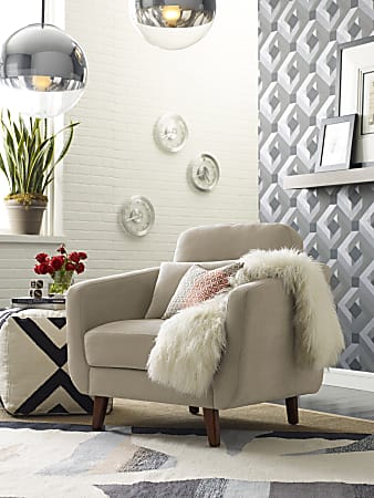 Elle D cor Chloe Mid Century Modern Arm Chair BeigeChestnut Office Depot